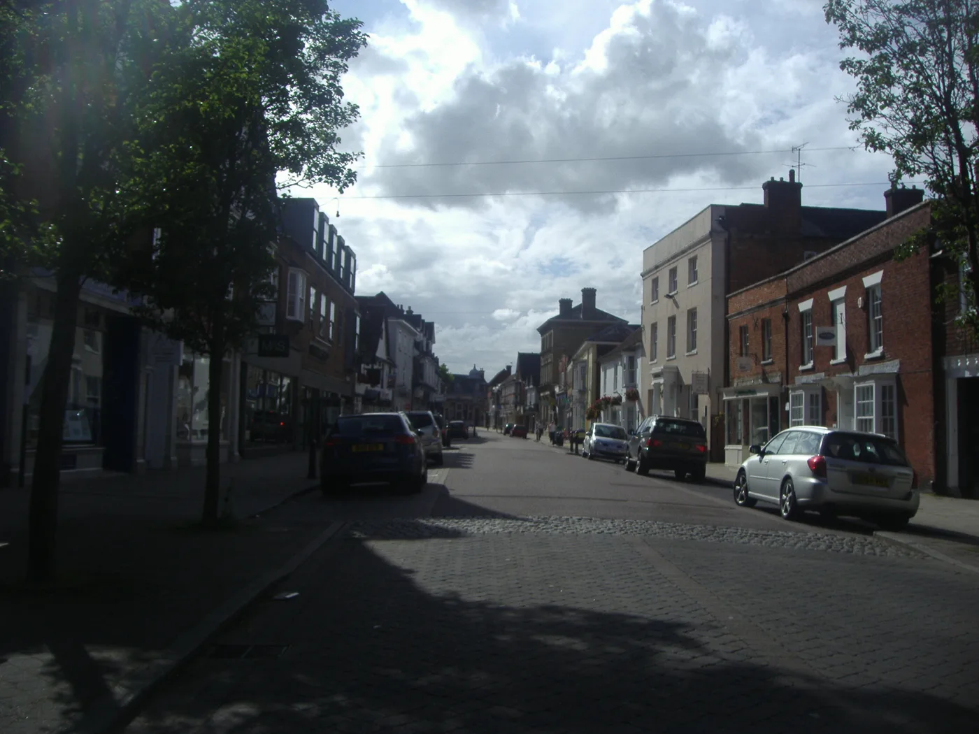 Petersfield High Street. Marks & Spencer, whose sign is on the left, was rated 5 at an inspection on 24 August