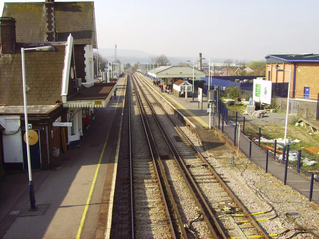 Petersfield station, looking south towards the Downs.