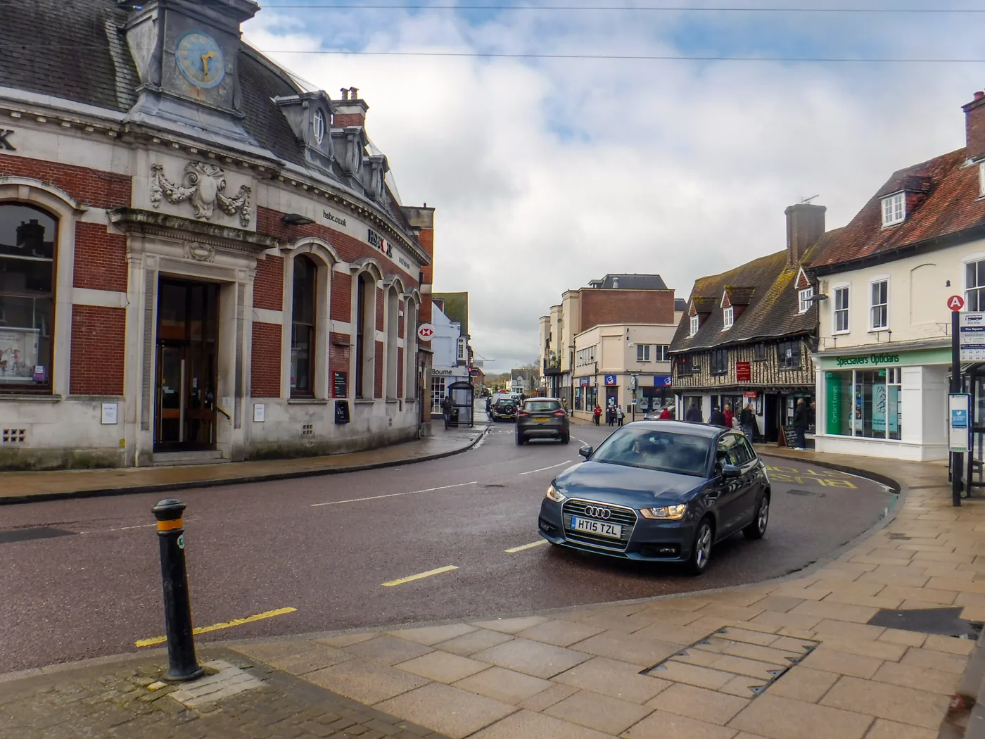 The Square, Petersfield, where the farmers' market sets up on the first Sunday of the month